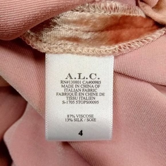 Revolve | A.L.C. ‘Blaise’ Blush Pink Velvet Relaxed Choker Collar Keyhole Top - Picture 9 of 10